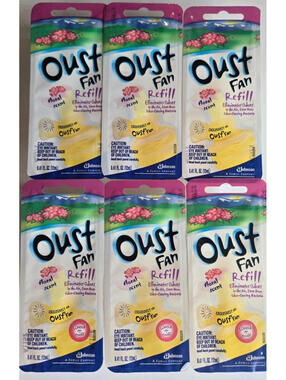 Lot of 6 Discontinued Oust Fan Scented Oil Refills Floral Scent .41 Oz NEW